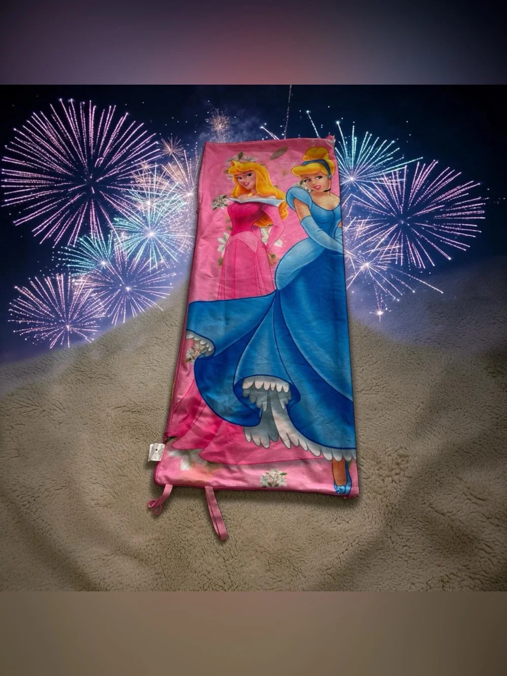 Vintage Disney Princess Slumber Sleeping Bag Aurora Sleeping Beauty Cinderella